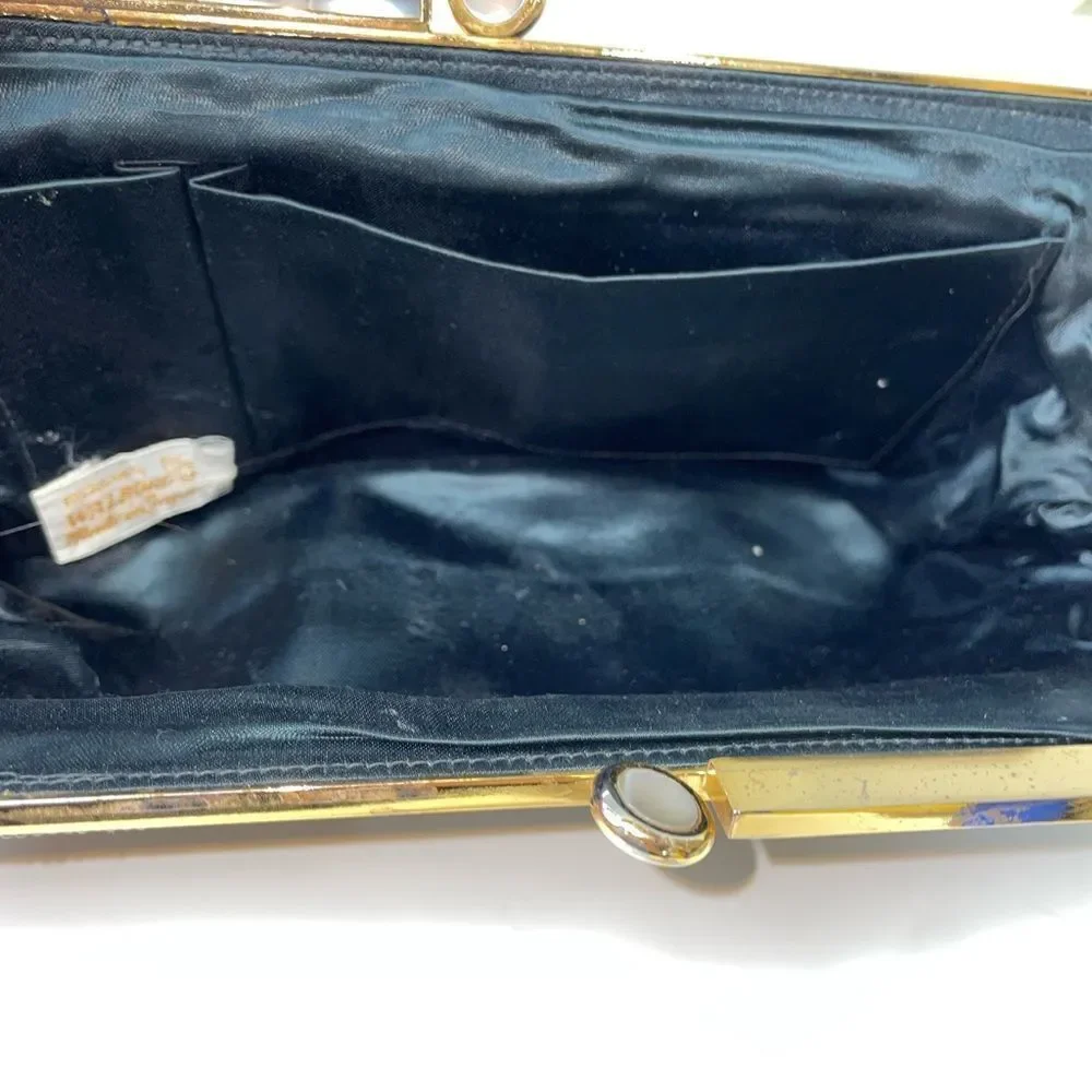Walborg Black Beaded Clutch with Gold Accents